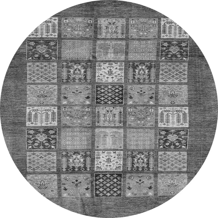 Round Machine Washable Abstract Gray Modern Rug, wshabs3741gry