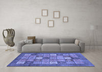 Machine Washable Abstract Blue Modern Rug, wshabs3741blu