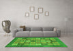 Machine Washable Abstract Green Modern Area Rugs in a Living Room,, wshabs3741grn