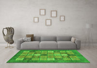 Machine Washable Abstract Green Modern Rug, wshabs3741grn