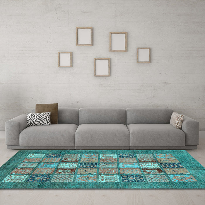 Machine Washable Abstract Light Blue Modern Rug in a Living Room, wshabs3741lblu