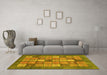 Machine Washable Abstract Yellow Modern Rug in a Living Room, wshabs3741yw