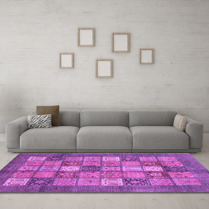 Machine Washable Abstract Purple Modern Area Rugs in a Living Room, wshabs3741pur