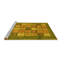 Sideview of Machine Washable Abstract Yellow Modern Rug, wshabs3741yw