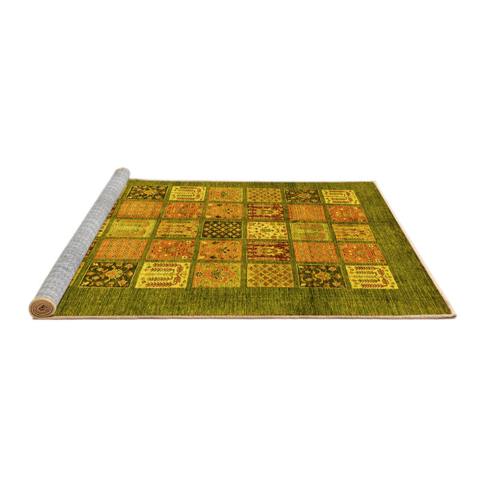 Sideview of Machine Washable Abstract Yellow Modern Rug, wshabs3741yw