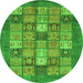 Round Abstract Green Modern Rug, abs3741grn