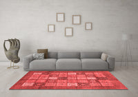 Machine Washable Abstract Red Modern Rug, wshabs3741red