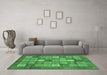 Machine Washable Abstract Emerald Green Modern Area Rugs in a Living Room,, wshabs3741emgrn