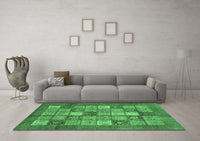 Machine Washable Abstract Emerald Green Modern Rug, wshabs3741emgrn