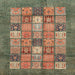 Square Abstract Saddle Brown Modern Rug, abs3741