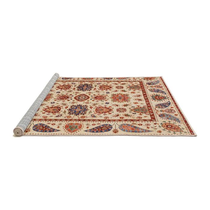 Sideview of Machine Washable Abstract Chestnut Red Rug, wshabs3742