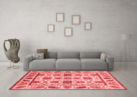 Machine Washable Abstract Red Modern Rug, wshabs3742red