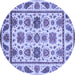 Round Machine Washable Abstract Blue Modern Rug, wshabs3742blu