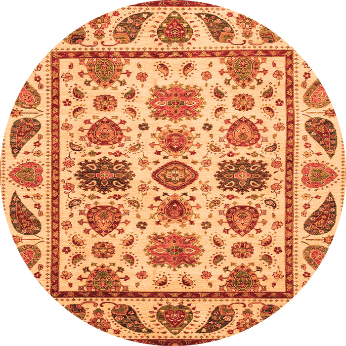 Round Abstract Orange Modern Rug, abs3742org