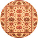 Round Abstract Orange Modern Rug, abs3742org