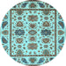 Round Machine Washable Abstract Light Blue Modern Rug, wshabs3742lblu