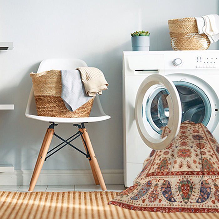 Machine Washable Abstract Chestnut Red Rug in a Washing Machine, wshabs3742