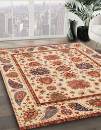 Abstract Chestnut Red Modern Rug, abs3742