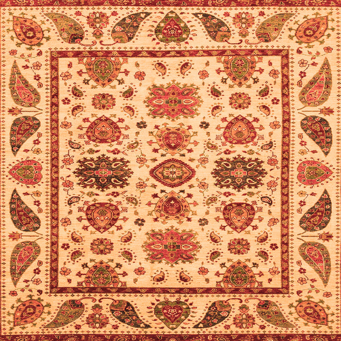 Square Machine Washable Abstract Orange Modern Area Rugs, wshabs3742org