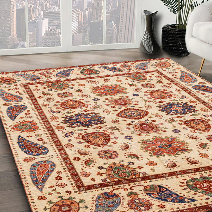 Machine Washable Abstract Chestnut Red Rug in a Family Room, wshabs3742