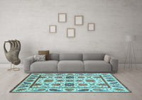 Machine Washable Abstract Light Blue Modern Rug, wshabs3742lblu