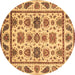 Round Abstract Brown Modern Rug, abs3742brn