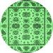 Round Abstract Emerald Green Modern Rug, abs3742emgrn