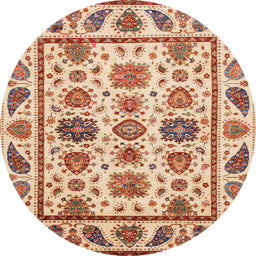 Round Machine Washable Abstract Chestnut Red Rug, wshabs3742