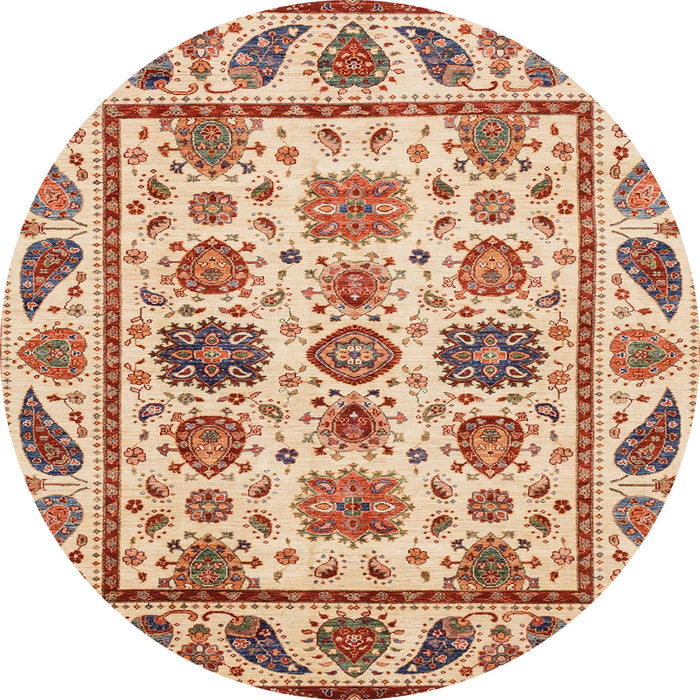 Round Machine Washable Abstract Chestnut Red Rug, wshabs3742