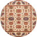 Round Machine Washable Abstract Chestnut Red Rug, wshabs3742