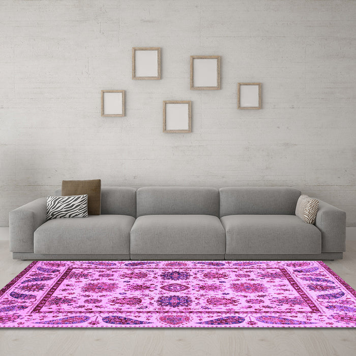 Machine Washable Abstract Purple Modern Area Rugs in a Living Room, wshabs3742pur
