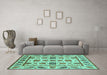 Machine Washable Abstract Turquoise Modern Area Rugs in a Living Room,, wshabs3742turq