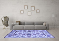 Machine Washable Abstract Blue Modern Rug, wshabs3742blu