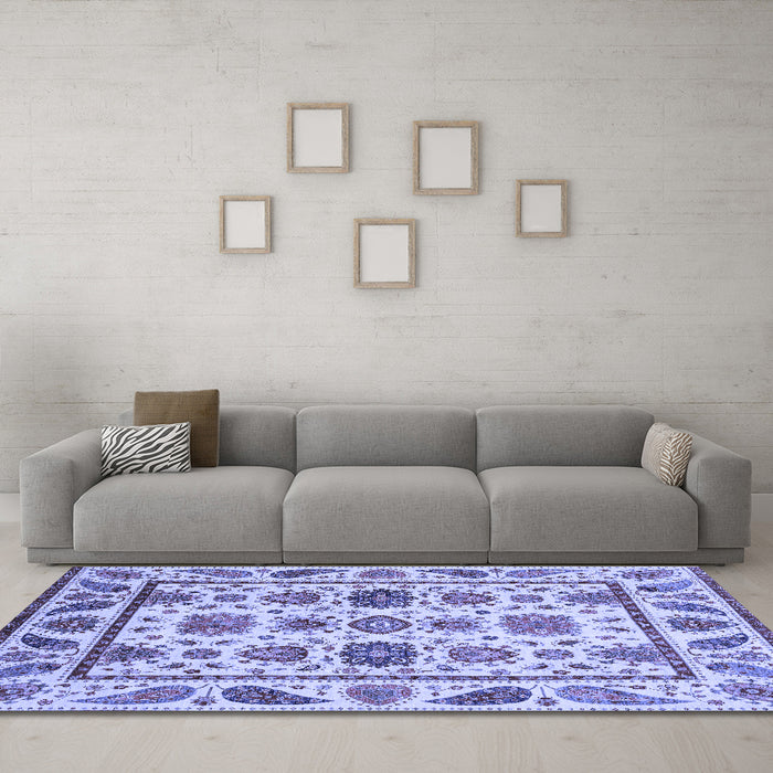 Machine Washable Abstract Blue Modern Rug in a Living Room, wshabs3742blu