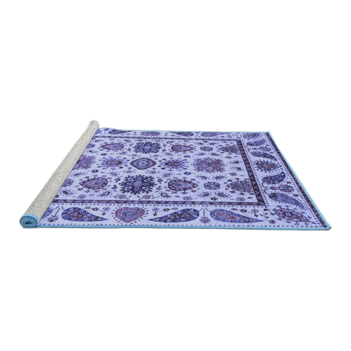 Sideview of Machine Washable Abstract Blue Modern Rug, wshabs3742blu