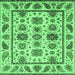 Square Abstract Emerald Green Modern Rug, abs3742emgrn