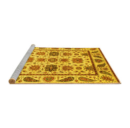 Sideview of Machine Washable Abstract Yellow Modern Rug, wshabs3742yw