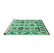 Sideview of Machine Washable Abstract Turquoise Modern Area Rugs, wshabs3742turq