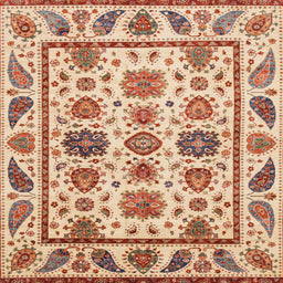 Square Abstract Chestnut Red Modern Rug, abs3742