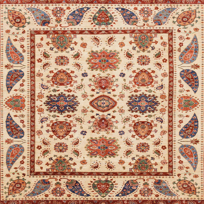 Square Abstract Chestnut Red Modern Rug, abs3742