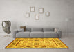 Machine Washable Abstract Yellow Modern Rug in a Living Room, wshabs3742yw