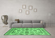 Machine Washable Abstract Emerald Green Modern Area Rugs in a Living Room,, wshabs3742emgrn