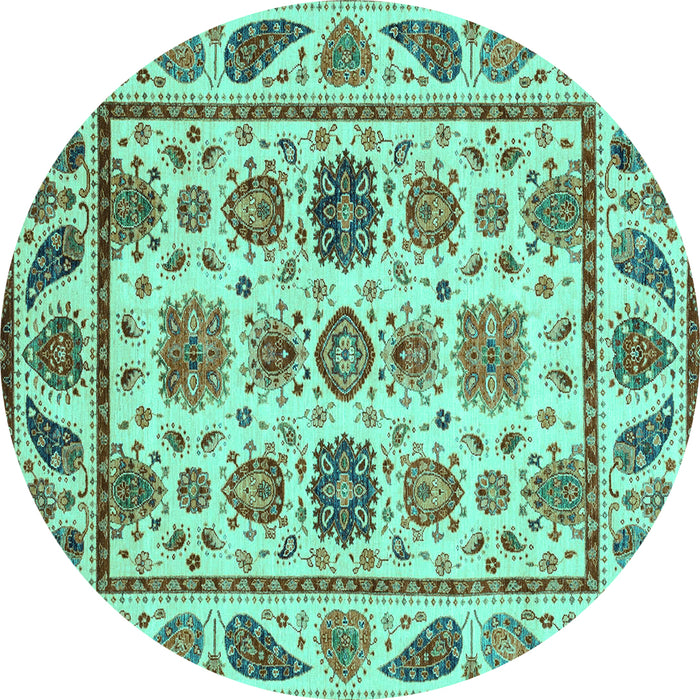 Round Abstract Turquoise Modern Rug, abs3742turq