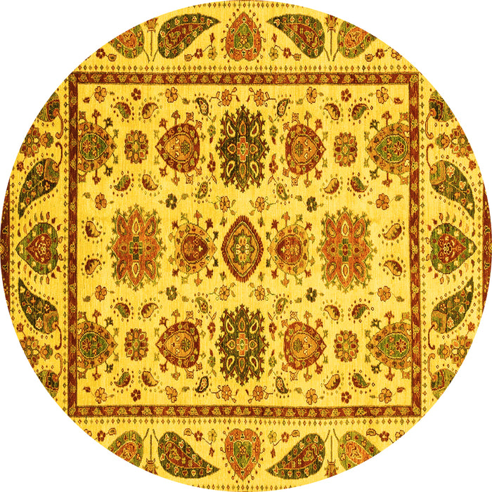 Round Machine Washable Abstract Yellow Modern Rug, wshabs3742yw