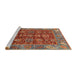 Sideview of Machine Washable Abstract Orange Brown Rug, wshabs3743