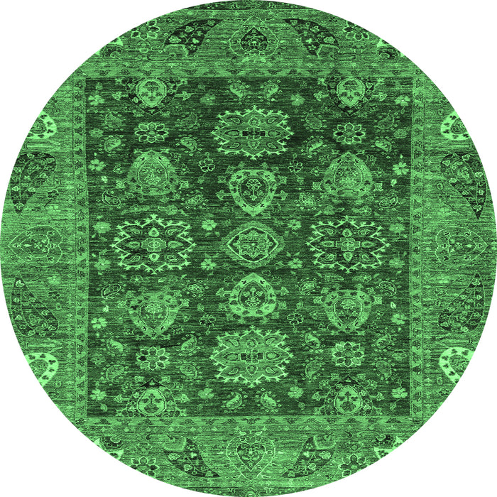 Round Oriental Emerald Green Traditional Rug, abs3743emgrn