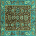 Square Oriental Turquoise Traditional Rug, abs3743turq