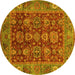 Round Oriental Yellow Traditional Rug, abs3743yw