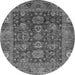 Round Machine Washable Oriental Gray Traditional Rug, wshabs3743gry