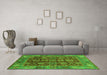 Machine Washable Oriental Green Traditional Area Rugs in a Living Room,, wshabs3743grn